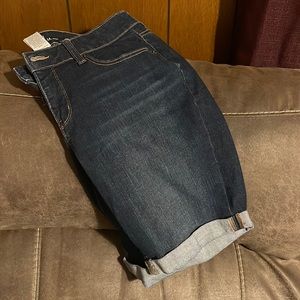 Dark Wash Mid-Rise Shorts